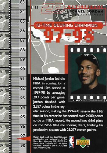 1999 Upper Deck Michael Jordan Retirement Set #13 Michael Jordan Back