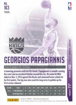 2016-17 Panini Prestige #163 Georgios Papagiannis Back