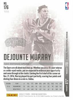 2016-17 Panini Prestige #176 Dejounte Murray Back