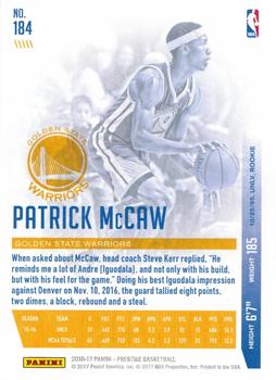 2016-17 Panini Prestige #184 Patrick McCaw Back