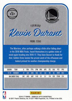 2016-17 Donruss Optic #137 Kevin Durant Back