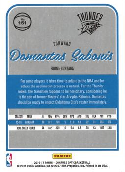2016-17 Donruss Optic #161 Domantas Sabonis Back