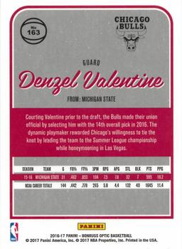 2016-17 Donruss Optic #163 Denzel Valentine Back