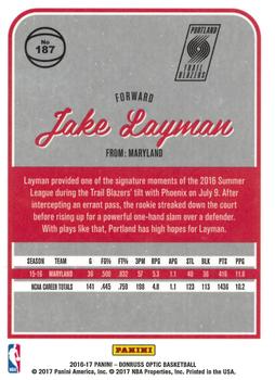 2016-17 Donruss Optic #187 Jake Layman Back