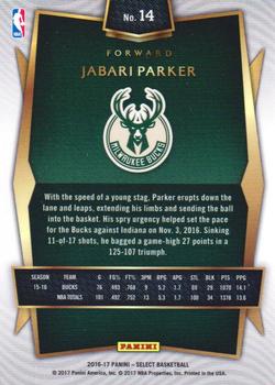 2016-17 Panini Select #14 Jabari Parker Back