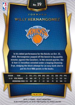2016-17 Panini Select #19 Willy Hernangomez Back