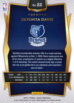 2016-17 Panini Select #22 Deyonta Davis Back