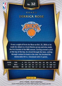 2016-17 Panini Select #32 Derrick Rose Back