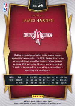 2016-17 Panini Select #54 James Harden Back