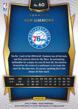 2016-17 Panini Select #60 Ben Simmons Back