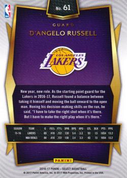 2016-17 Panini Select #61 D’Angelo Russell Back