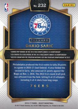 2016-17 Panini Select #232 Dario Saric Back