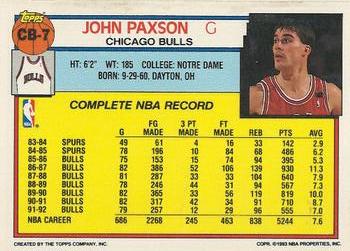 1992-93 Topps Rust-Oleum Chicago Bulls #CB-7 John Paxson Back