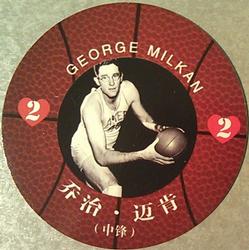2008 NBA Legends Chinese Round Ball Playing Cards #2♥ George Mikan Front