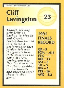 1991 Tuff Stuff Jr. Special Issue NBA Finals #23 Cliff Levingston Back