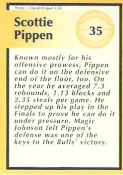 1991 Tuff Stuff Jr. Special Issue NBA Finals #35 Scottie Pippen Back