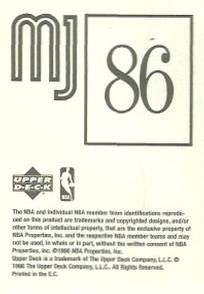 1998 Upper Deck Michael Jordan Stickers #86 Michael Jordan Back