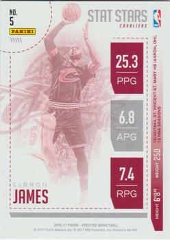 2016-17 Panini Prestige - Stat Stars #5 LeBron James Back