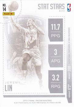 2016-17 Panini Prestige - Stat Stars #14 Jeremy Lin Back