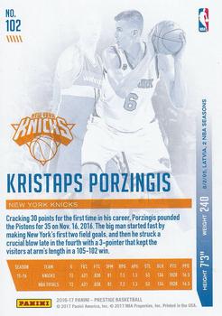 2016-17 Panini Prestige - Horizon #102 Kristaps Porzingis Back
