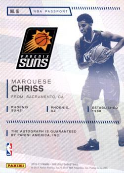 2016-17 Panini Prestige - NBA Passport Signatures #16 Marquese Chriss Back