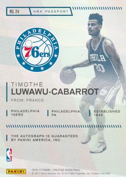2016-17 Panini Prestige - NBA Passport Signatures #24 Timothe Luwawu-Cabarrot Back