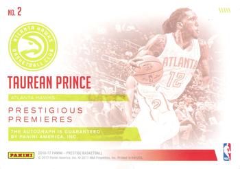 2016-17 Panini Prestige - Prestigious Premieres #2 Taurean Prince Back