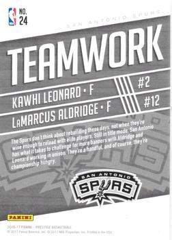 2016-17 Panini Prestige - Teamwork #24 Kawhi Leonard / LaMarcus Aldridge Back