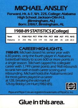 1989-90 Pepsi Orlando Magic #NNO Michael Ansley Back