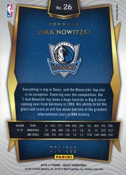 2016-17 Panini Select - Blue Prizms #26 Dirk Nowitzki Back