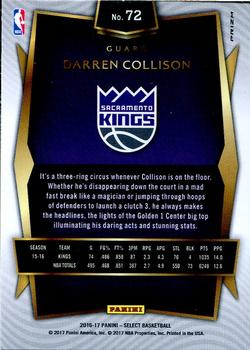2016-17 Panini Select - Silver Prizms #72 Darren Collison Back
