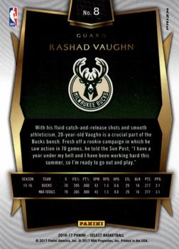 2016-17 Panini Select - Tri-Color Prizms #8 Rashad Vaughn Back