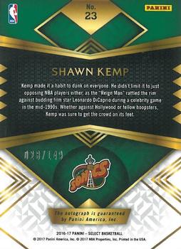 2016-17 Panini Select - Signatures #23 Shawn Kemp Back