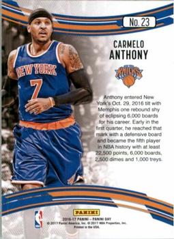 2016-17 Panini Day #23 Carmelo Anthony Back