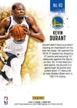 2016-17 Panini Day #KD Kevin Durant Back