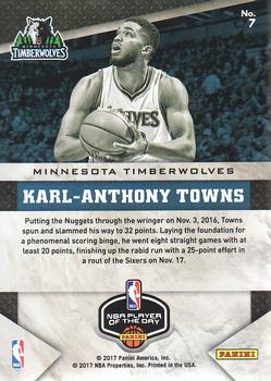 2016-17 Panini NBA Player of the Day #7 Karl-Anthony Towns Back