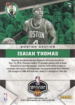 2016-17 Panini NBA Player of the Day #11 Isaiah Thomas Back