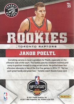 2016-17 Panini NBA Player of the Day #33 Jakob Poeltl Back