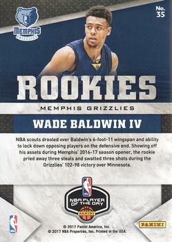 2016-17 Panini NBA Player of the Day #35 Wade Baldwin IV Back