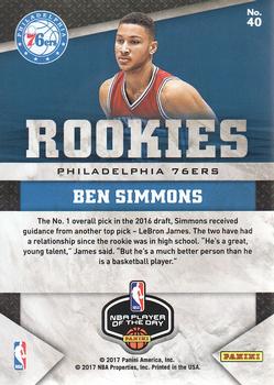 2016-17 Panini NBA Player of the Day #40 Ben Simmons Back