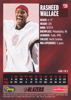 2000-01 Franz Portland Trail Blazers #1 Rasheed Wallace Back