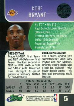 2003-04 Topps eTopps #5 Kobe Bryant Back
