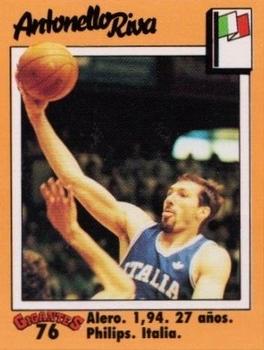 1989 Hobby Press Spain 100 Gigantes del Basket Mundial Stickers #76 Antonello Riva Front