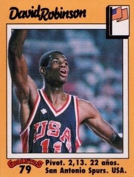 1989 Hobby Press Spain 100 Gigantes del Basket Mundial Stickers #79 David Robinson Front