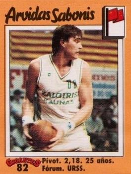 1989 Hobby Press Spain 100 Gigantes del Basket Mundial Stickers #82 Arvydas Sabonis Front