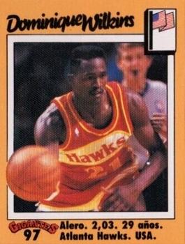 1989 Hobby Press Spain 100 Gigantes del Basket Mundial Stickers #97 Dominique Wilkins Front