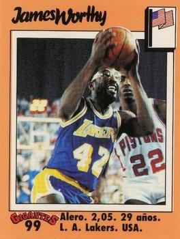 1989 Hobby Press Spain 100 Gigantes del Basket Mundial Stickers #99 James Worthy Front