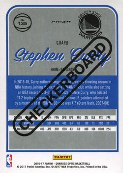 2016-17 Donruss Optic - Checkerboard #135 Stephen Curry Back