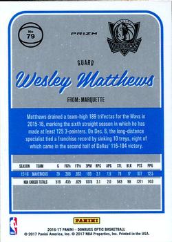 2016-17 Donruss Optic - Holo #79 Wesley Matthews Back