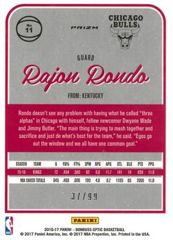 2016-17 Donruss Optic - Red #11 Rajon Rondo Back